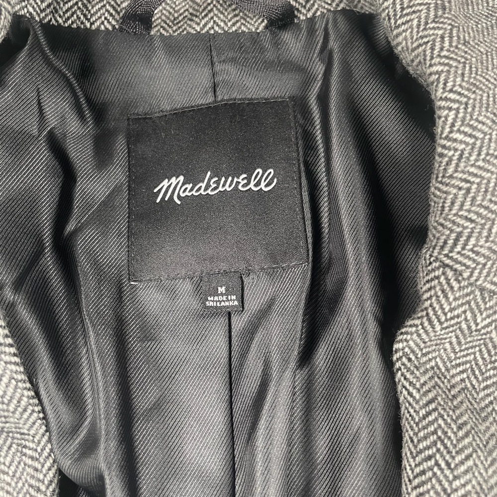 Madewell Gray Herringbone Blazer  Size M Wool Blend - Picture 6 of 9